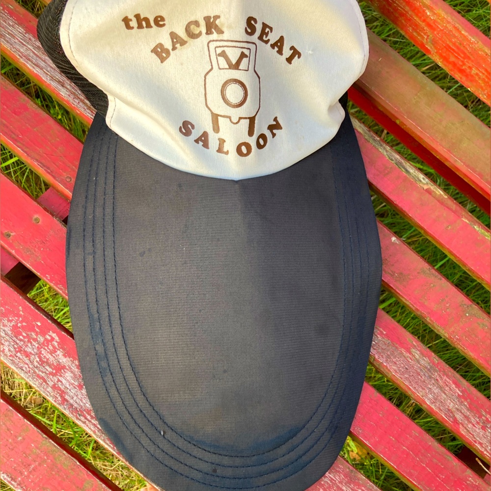 Funny Hat BACK SEAT SALOON 70’s VINTAGE Retro Long Bill Black White